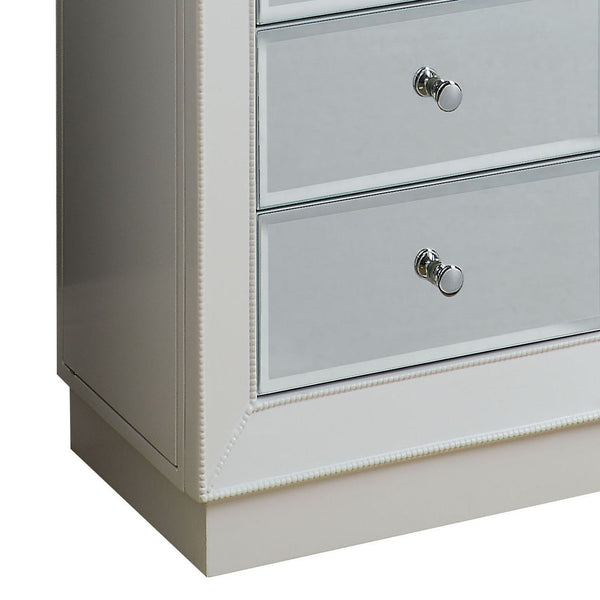 English Elm White 6-Drawer Jewelry Armoire with Mirror, Felt-Lined Compartments & Necklace Hooks for Elegant Storage B062P181346
