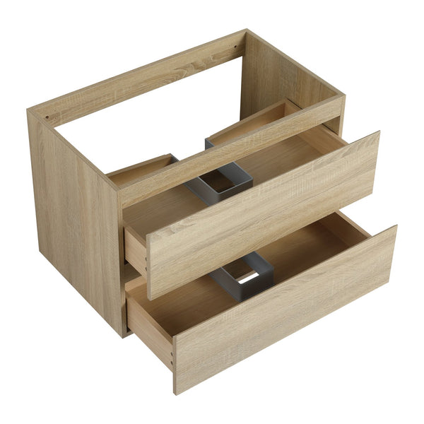 English Elm 30" Wall-Mounted Bathroom Vanity With Black Sink, Soft-Close Drawers, Modern Space-Saving Design W999S00194