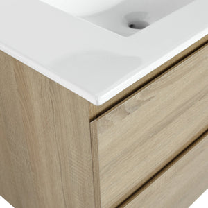English Elm 30" Modern Wall-Mounted Bathroom Vanity With Durable Ceramic Sink & Soft-Close Drawers For Style W999S00168