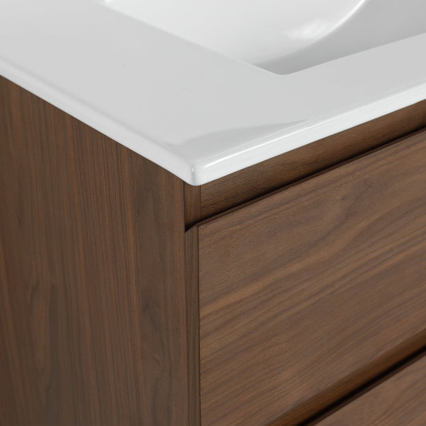 English Elm 30" Wall-Mounted Bathroom Vanity With Ceramic Sink, Soft-Close Drawers, Eco-Friendly Design & Style W999S00165