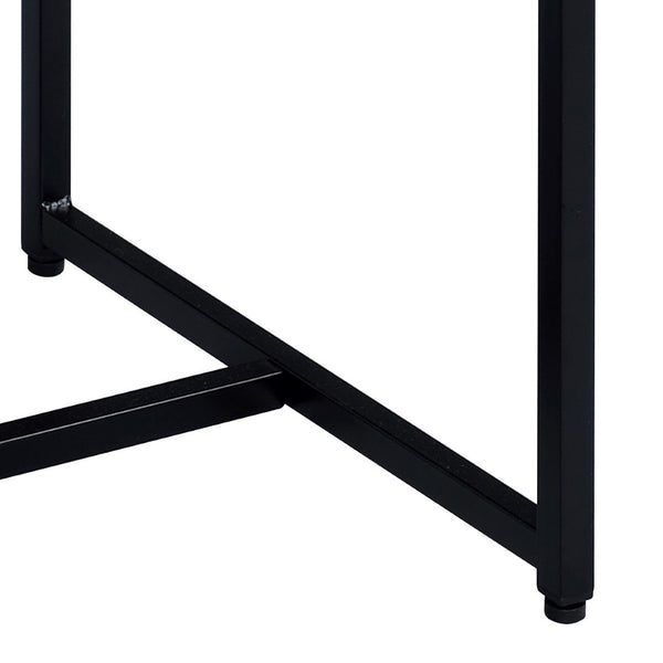 English Elm Weathered Oak End Table With Black Metal Base – Rustic Charm Meets Modern Style For Any Space B062P181351-GIGA