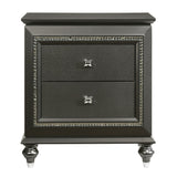 English Elm Metallic Grey Nightstand With 2 Drawers