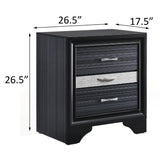 English Elm Black 3-Drawer Nightstand