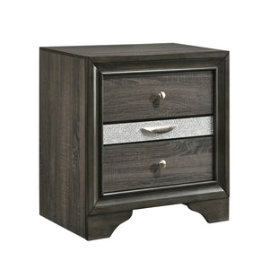 English Elm Grey 3-Drawer Nightstand with Felt-Lined Jewelry Drawer, Modern Grey Finish, Secure Clutter-Free Storage B062P181322