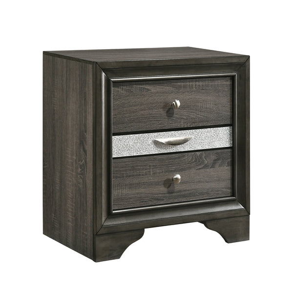 English Elm Grey 3-Drawer Nightstand with Felt-Lined Jewelry Drawer, Modern Grey Finish, Secure Clutter-Free Storage B062P181322