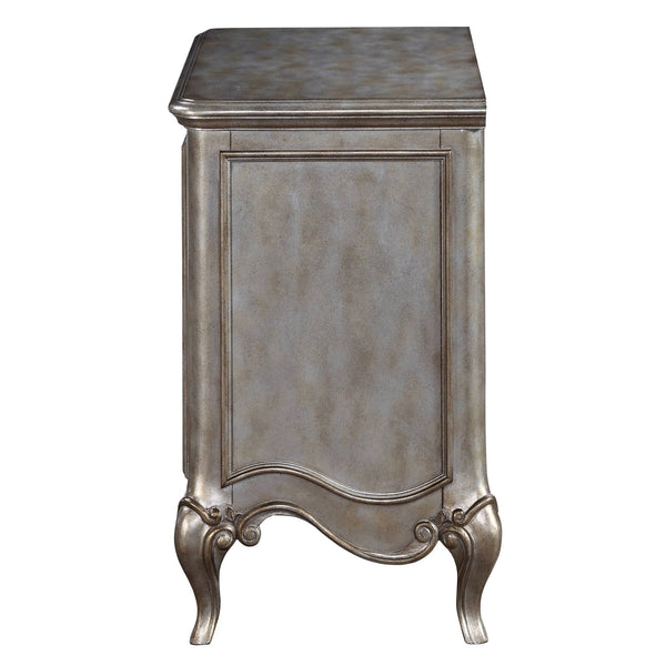English Elm Antique Champagne Mirrored 2-Drawer Nightstand with Felt-Lined Top Drawer & Soft-Close Safety Stops B062P181316