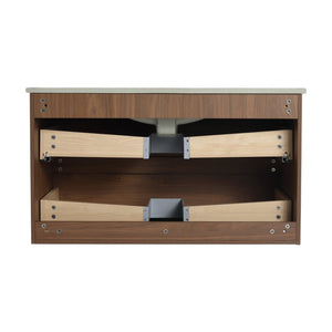 English Elm 36" Wall-Mounted Bathroom Vanity Cabinet with Wood Grain Finish, Soft-Close Drawers, Water-Resistant Plywood Brown Oak W999P174703