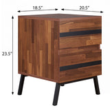 English Elm Walnut and Sandy Black 2-Drawer Nightstand