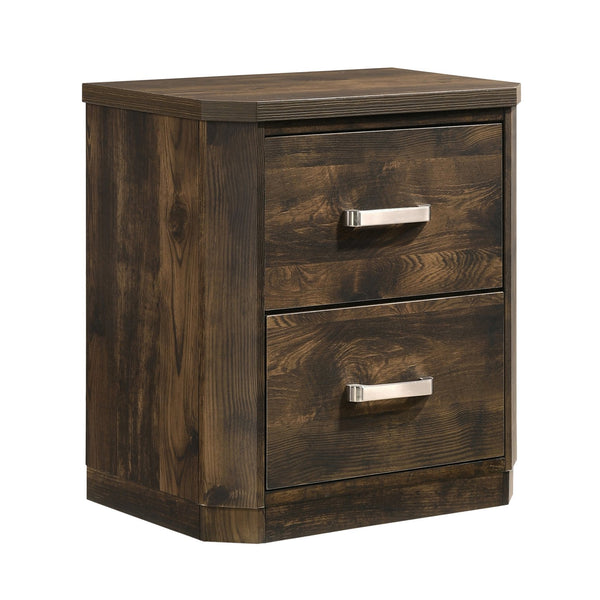 English Elm Rustic Transitional Walnut Nightstand with 2 Smooth-Glide Drawers, Safety Stops & Ample Bedside Storage B062P181320