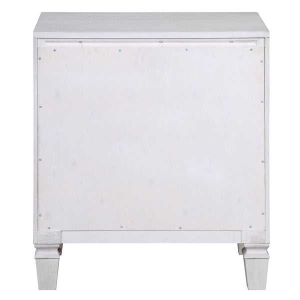 English Elm Rustic 2-Drawer Nightstand in Grey & Weathered White Finish with Felt-Lined Drawer and Safety Stop B062P181343