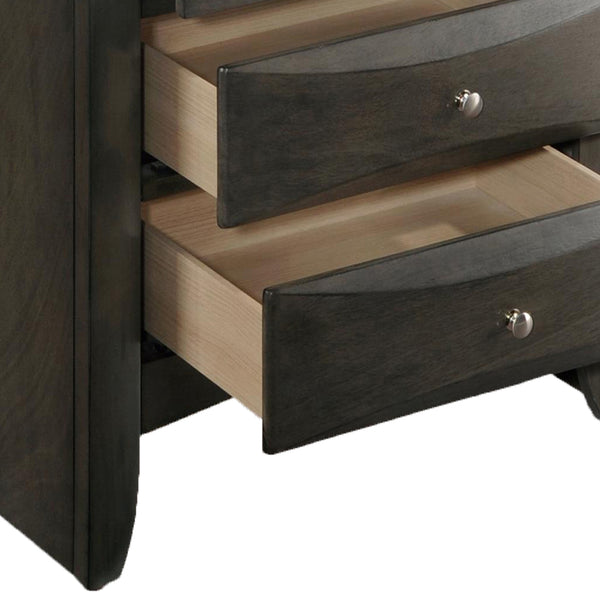 English Elm Grey Oak Two-Drawer Nightstand with Top Tray, Spacious Storage, Stylish Oak Finish for Bedroom (98) B062P181317