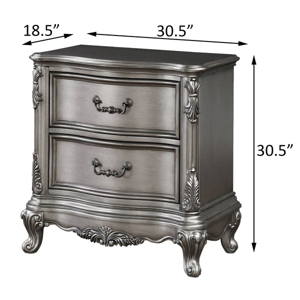 English Elm Antique Platinum 2-Drawer Nightstand with Felt-Lined Drawers, Dovetail Craftsmanship & Safety Stop B062P181341