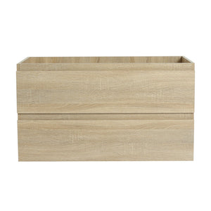 English Elm 36" Wall-Mounted Bathroom Vanity Cabinet with Wood Grain Finish, Soft-Close Drawers, Water-Resistant Plywood Light Oak W999P174700