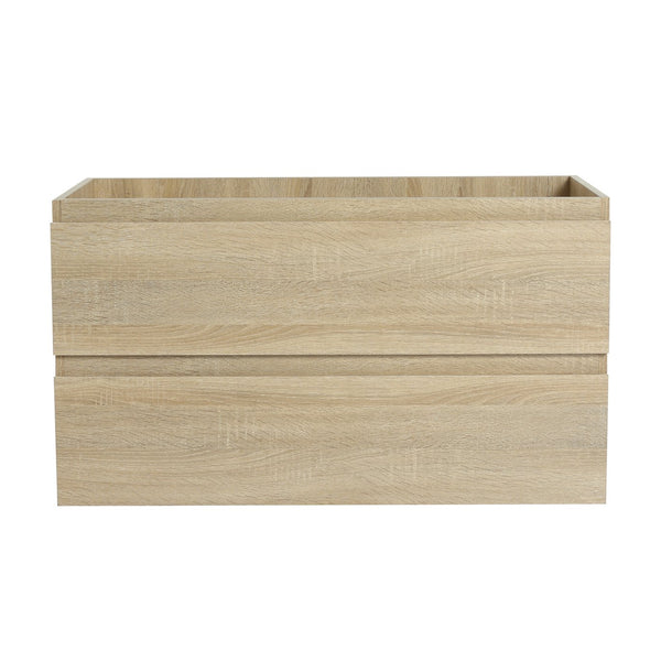 English Elm 36" Wall-Mounted Bathroom Vanity Cabinet with Wood Grain Finish, Soft-Close Drawers, Water-Resistant Plywood Light Oak W999P174700