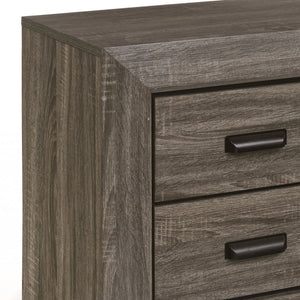 English Elm Weathered Grey Rustic 2-Drawer Nightstand with Distressed Grain Finish, Cozy Vintage Charm & Storage B062P181323