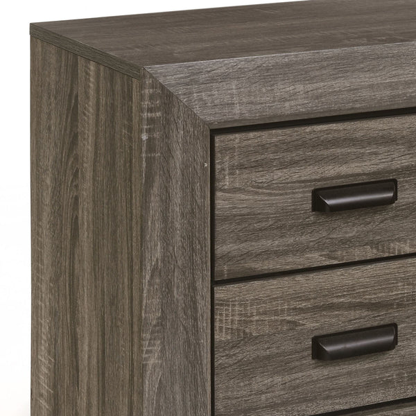 English Elm Weathered Grey Rustic 2-Drawer Nightstand with Distressed Grain Finish, Cozy Vintage Charm & Storage B062P181323