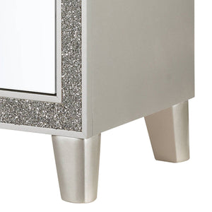 English Elm Champagne Mirrored 2-Drawer Nightstand with Felt-Lined Top Drawer, Glamorous Champagne Finish and Acrylic Accents B062P181340