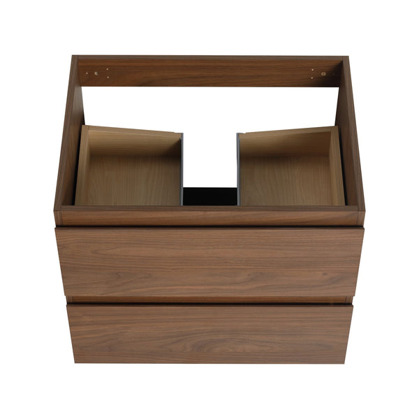 English Elm 24" Wall-Mounted Bathroom Vanity With Black Ceramic Sink & 2 Soft-Close Drawers For Stylish Storage W999S00193