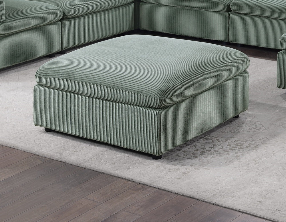 English Elm Contemporary Sage Corduroy Ottoman — Modular Soft Cushion, Low Wood Legs, Compact Modern Seating Delight B011P182992