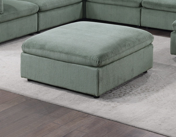 English Elm Contemporary Sage Corduroy Ottoman — Modular Soft Cushion, Low Wood Legs, Compact Modern Seating Delight B011P182992