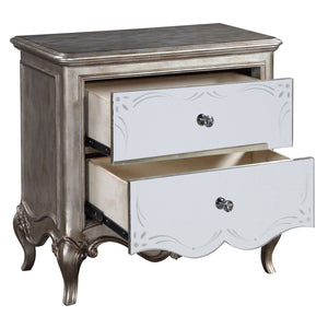 English Elm Antique Champagne Mirrored 2-Drawer Nightstand with Felt-Lined Top Drawer & Soft-Close Safety Stops B062P181316
