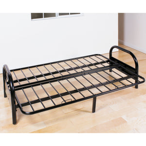 English Elm Black Adjustable Futon Frame with Sleek Metal Armrests, Convertible L-Shape to Lay-Flat, Sturdy Modern Design B062P181350