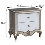 English Elm Antique Champagne 2-Drawer Nightstand