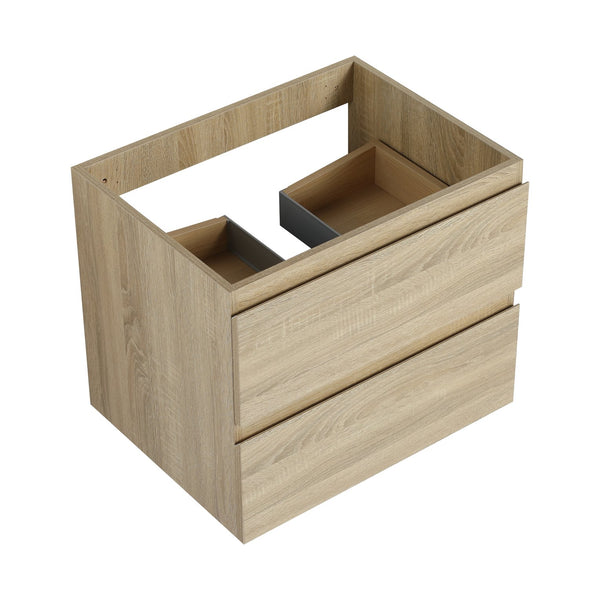 English Elm 24" Wall-Mounted Bathroom Vanity With Black Sink, 2 Soft-Close Drawers - Ideal For Compact Spaces! W999S00192