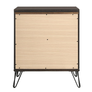 English Elm Dark Merlot Two-Drawer Nightstand with Felt-Lined Top Drawer, Hairpin Iron Legs, Smooth Safety Stops B062P181329