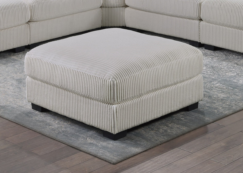 English Elm Living Modular Corduroy Ottoman Beige — Soft Wide-Welt Cushion, Compact Low-Leg Cocktail Seat B011P182989