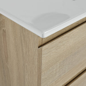 English Elm 36" Wall-Mounted Bathroom Vanity With Ceramic Sink & 2 Soft-Close Drawers For Modern Spaces W999S00169