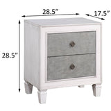 English Elm Rustic Grey and Weathered White 2-Drawer Nightstand