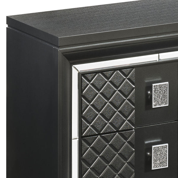 English Elm Metallic Sleek 2-Drawer Nightstand with Felt-Lined Top Drawer, Safety Stops & Acrylic Legs for Luxe Bedside Storage B062P181331