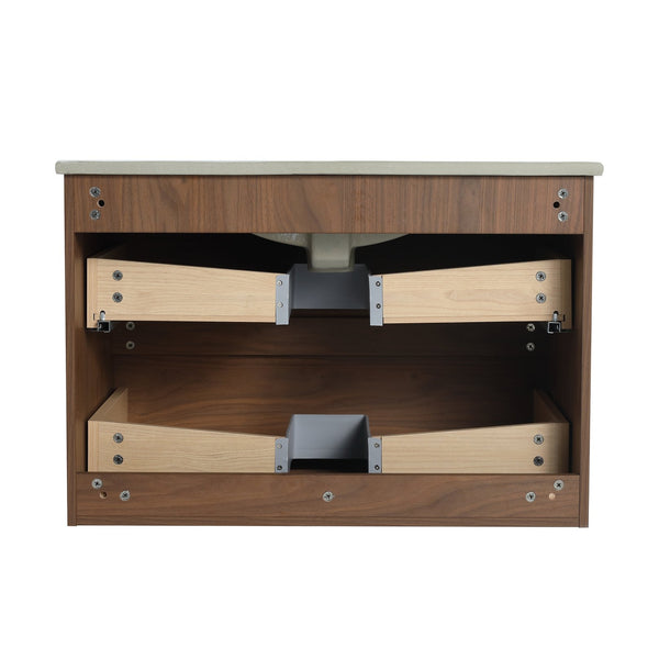 English Elm 30" Wall-Mounted Bathroom Vanity With Ceramic Sink, Soft-Close Drawers, Eco-Friendly Design & Style W999S00165