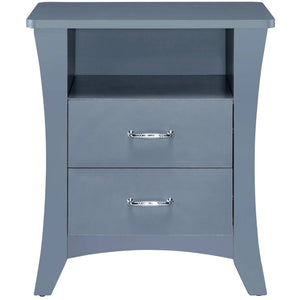 English Elm Grey Nightstand with 2 Drawers, Open Shelf, Smooth Metal Glides, Safety Stops, Elegant Grey Finish B062P181339