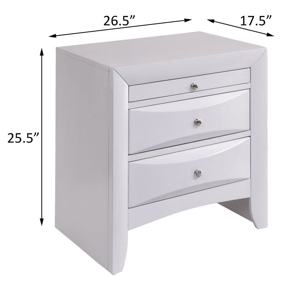 English Elm White Nightstand Elegant 2-Drawer Bedside Table with Top Tray Storage, Spacious Drawers, White Finish B062P181313