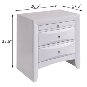 English Elm White Nightstand Elegant 2-Drawer Bedside Table with Top Tray Storage, Spacious Drawers, White Finish B062P181313