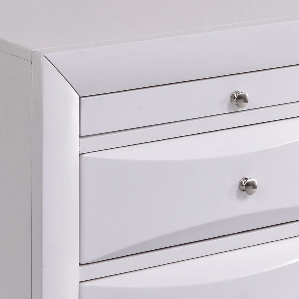 English Elm White Nightstand Elegant 2-Drawer Bedside Table with Top Tray Storage, Spacious Drawers, White Finish B062P181313