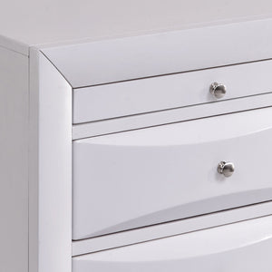 English Elm White Nightstand Elegant 2-Drawer Bedside Table with Top Tray Storage, Spacious Drawers, White Finish B062P181313