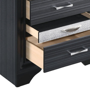 English Elm Black Sleek 3-Drawer Nightstand with Felt-Lined Jewelry Drawer, Modern Black Finish, Chic Bedroom Storage B062P181321