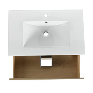 English Elm 30" Modern Wall-Mounted Bathroom Vanity With Durable Ceramic Sink & Soft-Close Drawers For Style W999S00168