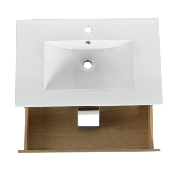 English Elm 30" Modern Wall-Mounted Bathroom Vanity With Durable Ceramic Sink & Soft-Close Drawers For Style W999S00168