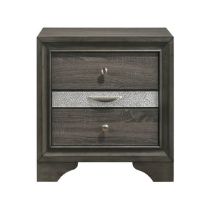 English Elm Grey 3-Drawer Nightstand with Felt-Lined Jewelry Drawer, Modern Grey Finish, Secure Clutter-Free Storage B062P181322