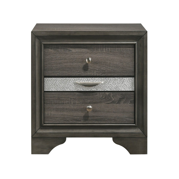 English Elm Grey 3-Drawer Nightstand with Felt-Lined Jewelry Drawer, Modern Grey Finish, Secure Clutter-Free Storage B062P181322