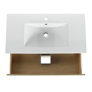 English Elm 36" Wall-Mounted Bathroom Vanity With Ceramic Sink & 2 Soft-Close Drawers For Modern Spaces W999S00169