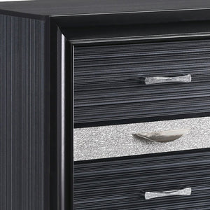 English Elm Black Sleek 3-Drawer Nightstand with Felt-Lined Jewelry Drawer, Modern Black Finish, Chic Bedroom Storage B062P181321