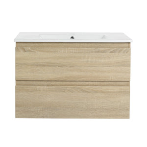 English Elm 30" Modern Wall-Mounted Bathroom Vanity With Durable Ceramic Sink & Soft-Close Drawers For Style W999S00168