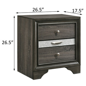 English Elm Grey 3-Drawer Nightstand with Felt-Lined Jewelry Drawer, Modern Grey Finish, Secure Clutter-Free Storage B062P181322