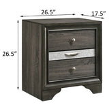 English Elm Grey 3-Drawer Nightstand