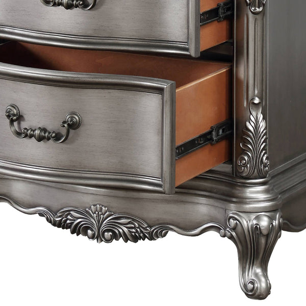 English Elm Antique Platinum 2-Drawer Nightstand with Felt-Lined Drawers, Dovetail Craftsmanship & Safety Stop B062P181341